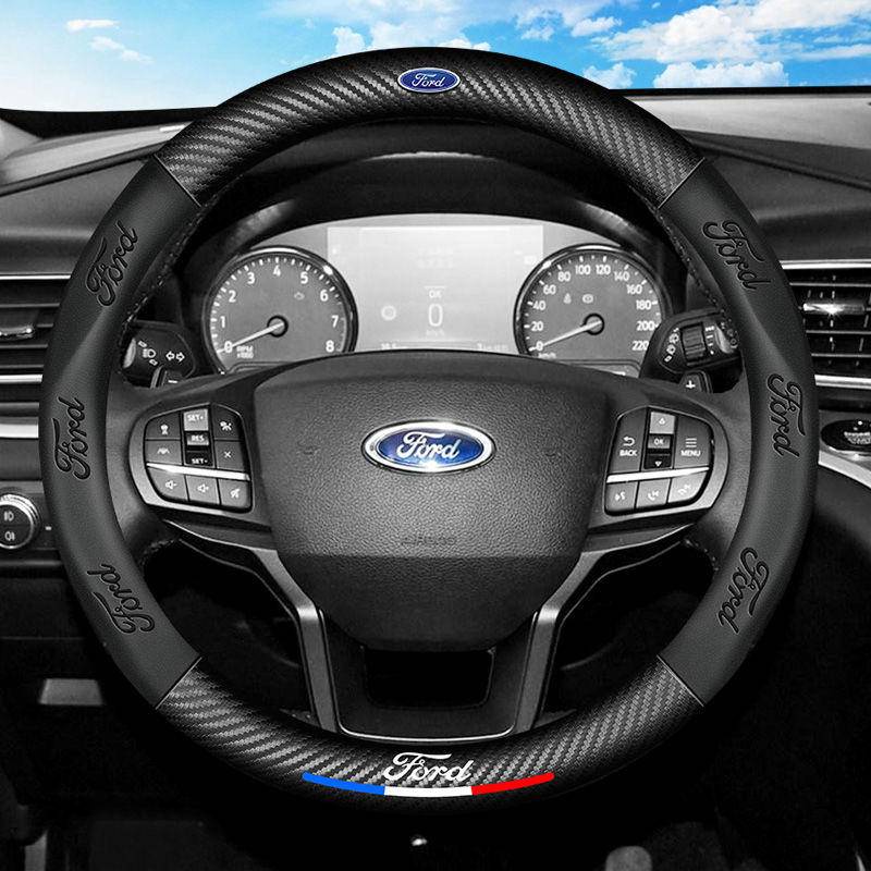 ฟอร์ดฟอร์ดคาร์บอนไฟเบอร์พวงมาลัยปกพวงมาลัย Focus Fiesta MK2 MK3 Kuga MK4 IM สี่ฤดูจับปก