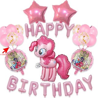 ชุดลูกโป่งฟอยล์ การ์ตูนยูนิคอร์น My Little Pony Happy Birthday สําหรับตกแต่งปาร์ตี้วันเกิดเด็ก