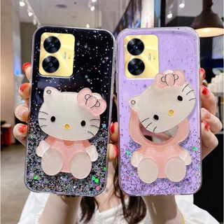 เคสโทรศัพท์มือถือแบบนิ่ม ลายกลิตเตอร์ พร้อมกระจกแต่งหน้าในตัว สําหรับ Realme C55 NFC 2023 RealmeC55