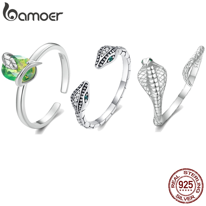 Bamoer แหวนเงิน 925 รูปงู เครื่องประดับแฟชั่นสตรี BSR169