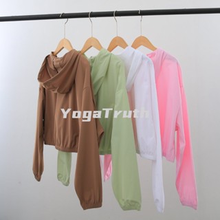 【YOGATRUTH】เสื้อแจ็กเก็ตแขนยาว มีฮู้ด ป้องกันรังสียูวี เหมาะกับการเล่นโยคะ กีฬากลางแจ้ง