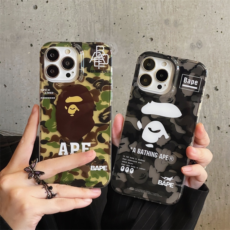 AAPE เคสโทรศัพท์มือถือ ซิลิโคนนิ่ม แบบใส กันกระแทก ลายพราง แบรนด์แฟชั่น หรูหรา สําหรับ iPhone 15 11 14 12 13 Pro Max