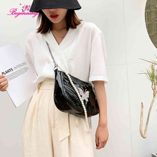 ✿ beginning ✿ Leather Shoulder Bag Women Rhinestone Butterfly Pearl Chain Sling Handbag US ✿