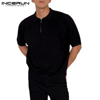 INCERUN Simple elastic sports casual loose raglan sleeve lapel top POLO Shirts