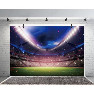 7x5ft Sports Stadium Photography Background Stadium Spotlight Sports Spectator Seats Stadium Lights Grass Field Green Grass Children Kids Adult Portrait Photo Studio Backdrop