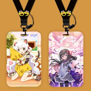 กระเป๋าใส่บัตรประจําตัวประชาชน ลายการ์ตูนอนิเมะ Puella Magi Madoka Magica พร้อมสายคล้อง สําหรับเด็กผู้ชาย นักเรียน