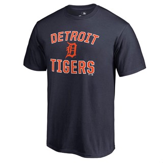 เสื้อยืดแขนสั้น คอกลม ผ้าฝ้าย พิมพ์ลายเสือเบสบอล League Tigers Detroit Tigers