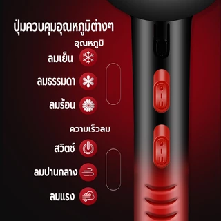 ไดร์เป่าผม 2200 วัตต์ เครื่องเป่าผม ที่เป่าผม ลมแรง ไอออนบำรุงเส้นผม ดีไซน์ใหม่ล่าสุด ปรับระดับได้ 6 ระดับ สวยงามทันสมัย