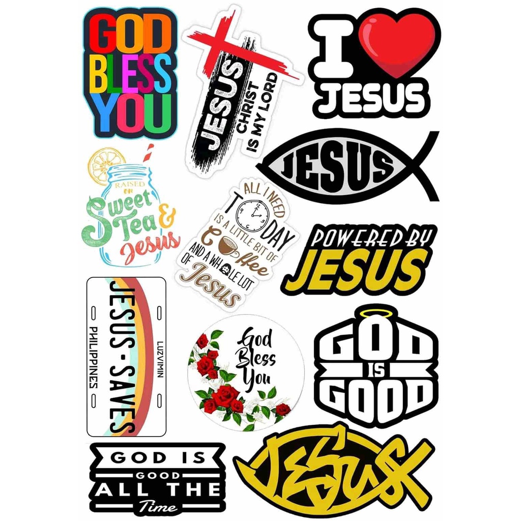1 ชุด GOD BLESS YOU I LOVE JESUS ไวนิลกันน้ําสติกเกอร์คุณภาพสูง