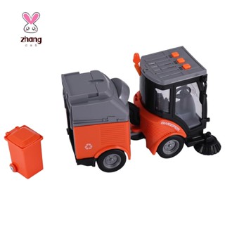 Street Sweeper Truck with Light &amp; Sound Effects - Friction Powered Wheels, Removable Garbage Can &amp; Rotating Brushes - Heavy Duty Plastic Cleaning Vehicle Toy for Kids &amp; Children