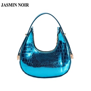 Jasmin NOIR กระเป๋าสะพายไหล่ กระเป๋าถือ ลายหนังจระเข้ เรียบง่าย สําหรับสตรี