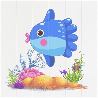 Size 70x70cm Cartoon Underwater World Self-adhesive Wall Stickers 3D Thickened Stickers Wallpaper Kindergarten Childrens Room Bedroom Decoration Wallpaper Stickers