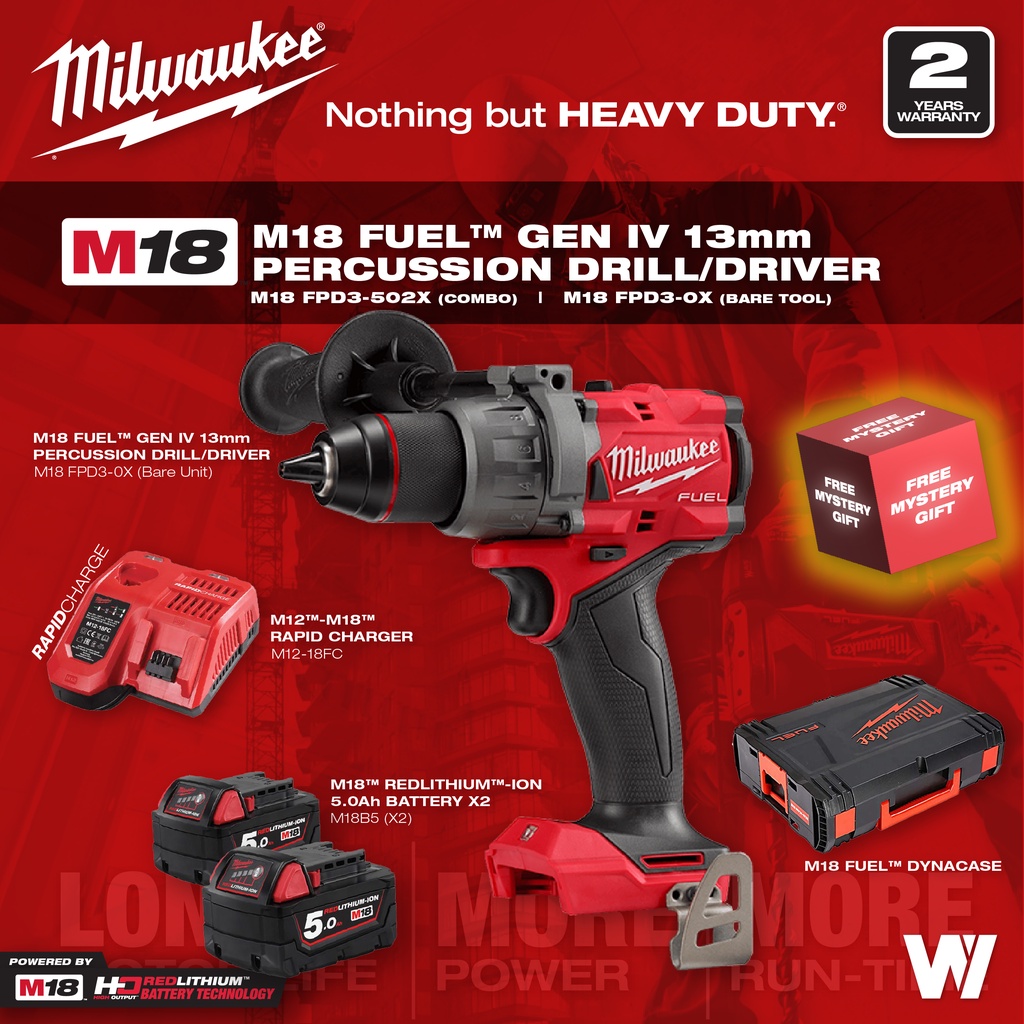Milwaukee M18 M18 FPD3-0X0 M18 FUEL สว่านเพอร์คัชชัน - Gen 4