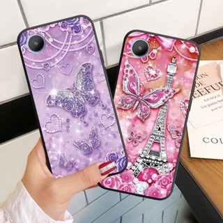 เคสโทรศัพท์มือถือ ซิลิโคนนุ่ม ลายผีเสื้อ ประดับเพชร สําหรับ Realme C21Y C25Y C30 C30S C31 C33 C35