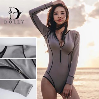 ชุดว่ายน้ำวันพีชแขนยาว  One picec swimsuit  ทรงเข้ารูป ชุดว่ายน้ำวันพีช สายฝอ