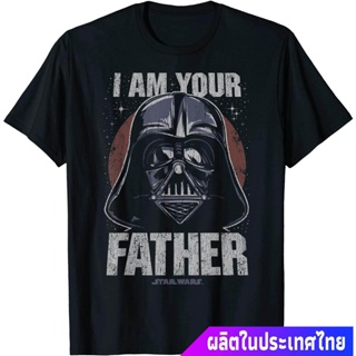 เสื้อยืดแขนสั้นเสื้อยืดเทรนด์ข้อเสนอพิเศษ ดิสนีย์ สตาร์วอร์ส ฤดูร้อน Star Wars Darth Vader I Am Your Father Dark Portrai