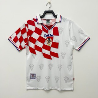 เสื้อกีฬาแขนสั้น ลายทีมฟุตบอล Croatia 98 ทีมเหย้า ย้อนยุค แห้งเร็ว ไซซ์ S-XXL สําหรับผู้ชาย