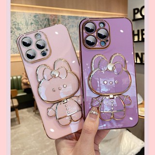 เคสมือถือ แบบนิ่ม ลายกระต่าย พร้อมกระจก หมุนได้ 360 องศา สําหรับ VIVO Y27 5G Y16 Y22 Y22s Y36 Y35 Y15s Y15a Y01 Y21 Y21s Y21a Y21t Y33s Y33t Y20 Y20s Y12s Y20sg Y12a Y20i