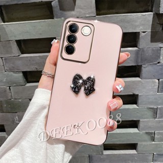 เคสโทรศัพท์มือถือแบบนิ่ม ลายผีเสื้อน่ารัก 3D สีดํา สําหรับ VIVO V29 Y27 Y36 Y78 Y02T Y02A 5G 4G VIVOV29 VIVOY27