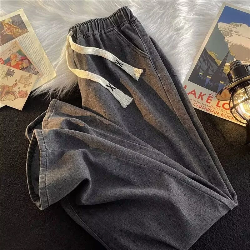 MNO.9 Jeans 5080 กางเกงยีนส์ขายาวชาย เอวยืด มีเชือกรูด ทรงหลวม thumbnail 7
