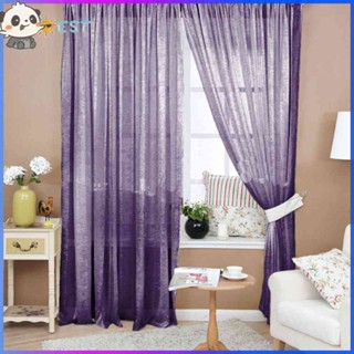 ❉THEBEST❉2pcs Solid Color Window Curtain Flower Pattern Valance Dark Purple