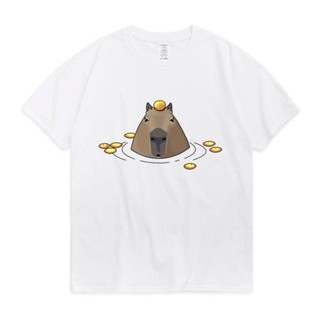 ขายเสื้อยืด ผ้าฝ้าย พิมพ์ลายกราฟฟิค Capybara ตลก น่ารัก สไตล์ญี่ปุ่น สําหรับผู้ชาย（S-5XL）