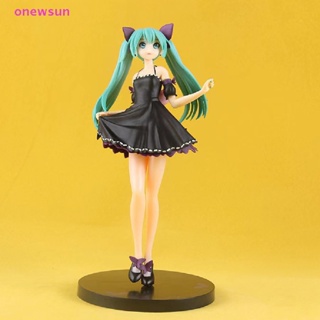 Onew โมเดลตุ๊กตาฟิกเกอร์ Vocaloid Hatsune Miku with Black Evening Dress ขนาด 23 ซม. ของเล่นสะสม ของขวัญ สําหรับเด็ก