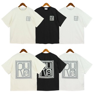 เสื้อยืดแขนสั้น ทรงหลวม พิมพ์ลายแบรนด์ Rhude High Street แบบเรียบง่าย สําหรับผู้ชาย และผู้หญิง