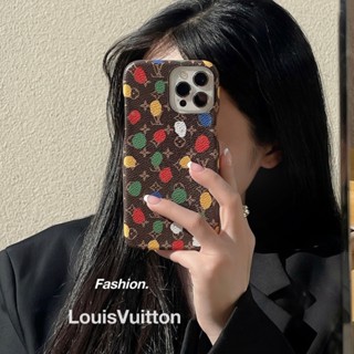 LV เคสโทรศัพท์มือถือหนัง แบบแข็ง กันกระแทก ลาย Yayoi Kusama Co-Branded สําหรับ IPhone14 13 Pro Max 11 12pro