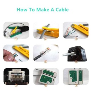 คีมเข้าหัวแลนครบชุด CAT5 CAT6 RJ45 RJ11 พร้อมที่เทสสาย + หัวแลน(10หัว) + บูทแลน (10หัว)+ ถ่าน +มีดปลอกสาย+ตัวต่อยาว ถ่าน