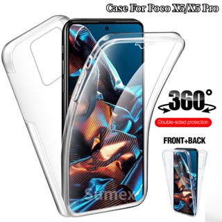 360° เคสโทรศัพท์มือถือ PC TPU แบบใส สองด้าน กันกระแทก สําหรับ Xiaomi Pocox5 Poco x5 Pro 5G Xiomi Mi Poco x5 X4 X3 M4 M3 Pro NFC F3 M5S 4G 5G