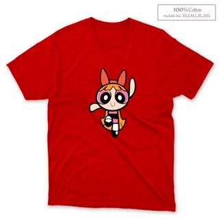 เสื้อยืดแขนสั้นPowerpuff Girls Bloosom High Quality Shirt (C2)เสื้อยืด S-5XL