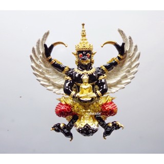 พญาครุฑ เศรษฐีเงินไหลมา เนื้อปีกเครื่องบิน ลงยาราชาวดี (กายสีดำ) (KP2390)