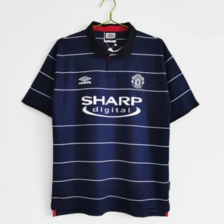 เสื้อกีฬาแขนสั้น ลายทีมชาติฟุตบอล Manchester United 1999 00 ชุดเยือน สไตล์วินเทจ แห้งเร็ว สําหรับผู้ชาย ไซซ์ S - XXL