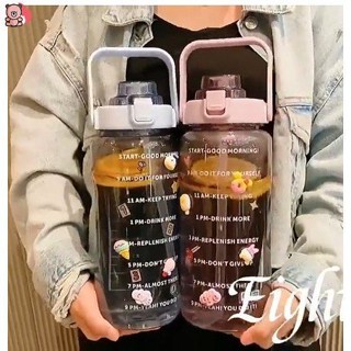 ขวดน้ําพลาสติก ขนาดใหญ่ 2 ลิตร พร้อมหลอดดูด บอกระดับน้ํา สไตล์สปอร์ต 2 ลิตร ไร้ BPA ZOE YUE