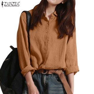 Zanzea เสื้อเชิ้ตแขนยาว คอปก ลําลอง สีพื้น สไตล์เกาหลี สําหรับผู้หญิง