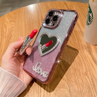 เคสไอโฟน 14 13 12 11 pro max เคส iPhone 11 12 13 14 Pro MAX Plus case กันกระแทก แต่งกลิตเตอร์ ไล่โทนสี ประดับเพชร หรูหรา สําหรับ iPhone 11 12 13 14 Pro Max 14 plus