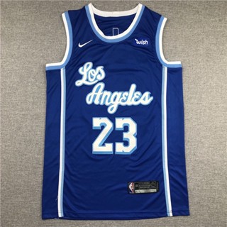 ขายดี Lakers City Edition No. เสื้อเจอร์ซีย์ ปักลาย No. 23 สีขาว หนาม James Latin สไตล์เรโทร 23 884569