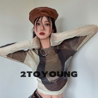 2TOYOUNG  เสื้อครอป เสื้อผู้หญิงแฟชั่น sexy crop ทันสมัย High quality สบาย สวย A29J0R9 36Z230909