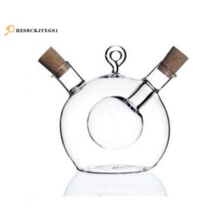 Olive Oil and Vinegar Dispenser 2 in 1 Kitchen Glass Bottle Oil and Vinegar Bottle with Cork Stopper