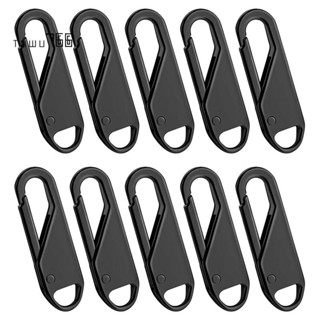 10 Pcs Zipper Pull Replacement Zipper Repair Kit Zipper Slider Pull Tab Universal Zipper Fixer Metal Zipper Head (Black)