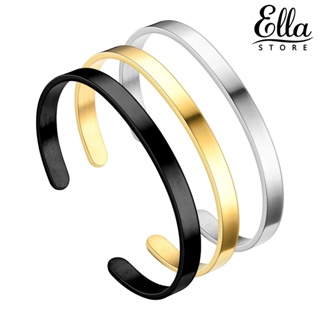 Ellastore123 สร้อยข้อมือ กําไลข้อมือ สเตนเลส สีพื้น เรียบ ปรับได้ สําหรับผู้ชาย ผู้หญิง ผู้ใหญ่