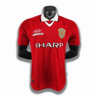 เสื้อกีฬาแขนสั้น ลายทีมชาติฟุตบอล MU Home Champions League Final Retro 98-99 สไตล์วินเทจ