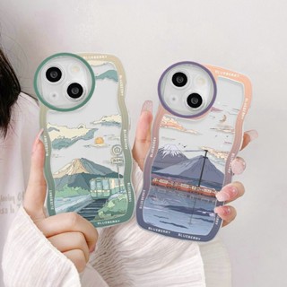 Soft Casing Realme 10 9Pro+ 5G 9 4G C53 C55 C30S C33 C31 C35 Narzo 50A Prime C21 C21Y C25Y C20 C11 2020 2021 5 5i 5s 6i C2 C1 2 Pro U1 Cute Waves Edge Cartoon Japanese Anime Landscape Fine Hole Lens Protection Clear Phone Case BW 40