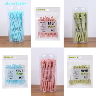 Ulove1bsby ส้อมจิ้มอาหารกลางวัน ลายการ์ตูนสัตว์น่ารัก ขนาดเล็ก อุปกรณ์เสริม สําหรับตกแต่งเค้ก ขนมหวาน ผลไม้ เบนโตะ 50 ชิ้น