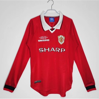 เสื้อกีฬาแขนยาว ลายทีมชาติฟุตบอล Manchester United 1999 00 ชุดเหย้า สไตล์เรโทร ไซซ์ S-XXL