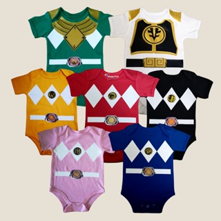 Mighty Morphin Power Rangers Baby Onesie ชุดเด็กแรกเกิด ผ้าฝ้าย ซูเปอร์ฮีโร่ PH PS02