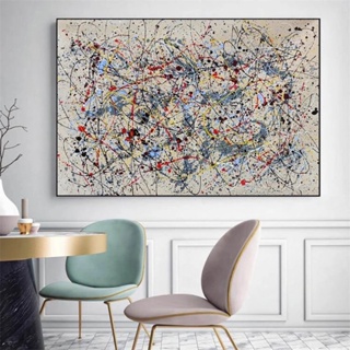 โปสเตอร์ภาพวาดผ้าใบ รูปกราฟฟิติ Jackson Pollock สําหรับตกแต่งผนังบ้าน ห้องนั่งเล่น