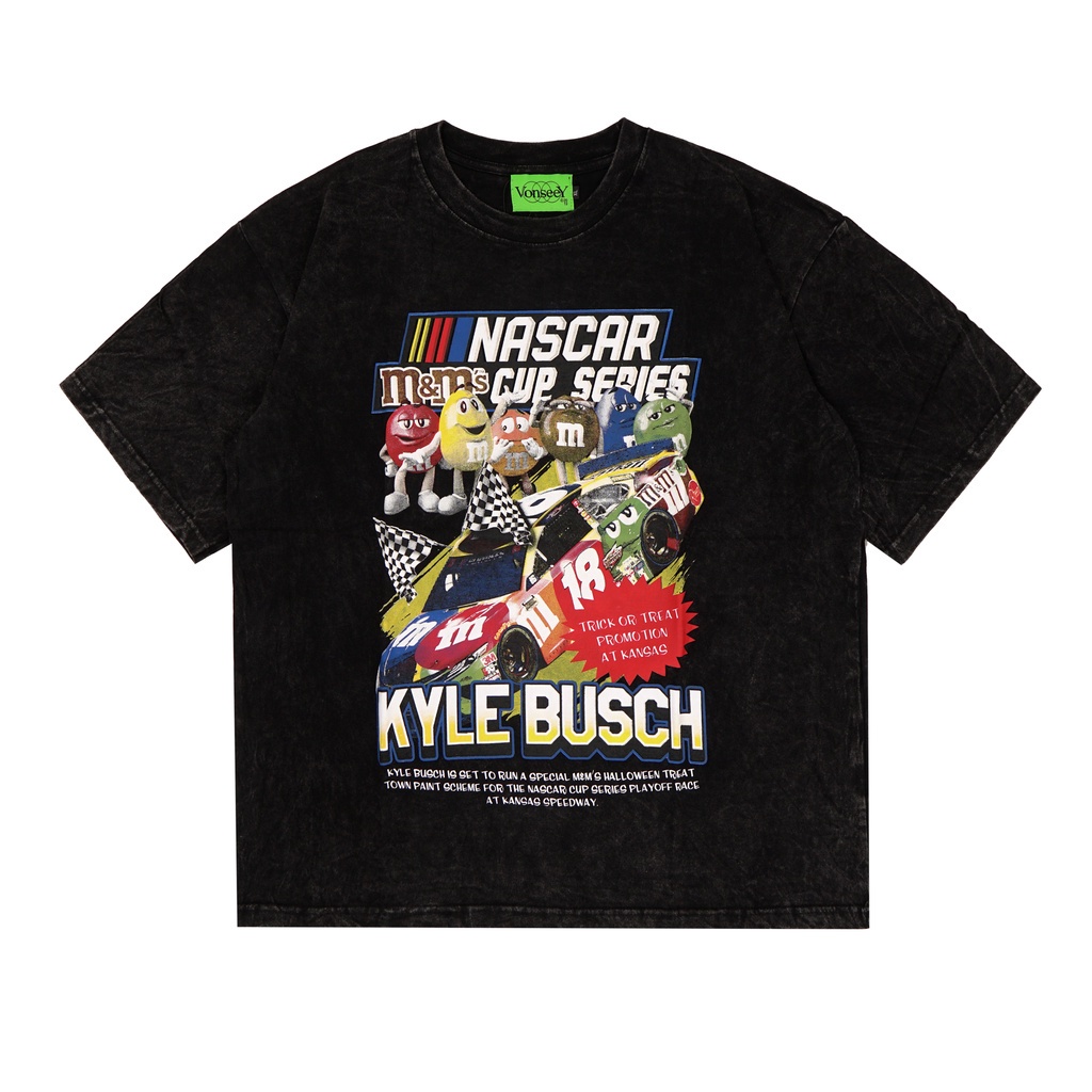 พร้อมส่ง  TEE VONSEEY NASCAR KYLE BUSCH M&M การเปิดตัวผลิตภัณฑ์ใหม่ T-shirt