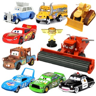 โมเดลรถยนต์ Disney Pixar Car 3 Lightning McQueen Fritter School Bus Diecast Miss Tractor Franker 1:55 ของเล่นสําหรับเด็ก